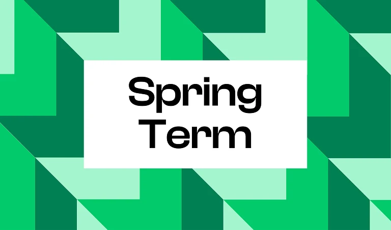 Graphic tile with the text “Spring Term”