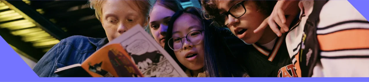 Teens reading a comic