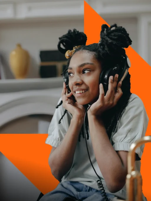 Girl wearing headphones